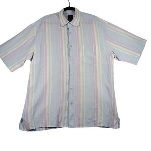 Zanzara Shirt Mens XL Multicolor Stripe Short Sleeve Button‎ Front Casual Summer